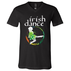 Irish Dance Girl Colors St Patricks Day Ceili Dancer Girl V-Neck T-Shirt