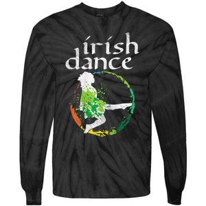 Irish Dance Girl Colors St Patricks Day Ceili Dancer Girl Tie-Dye Long Sleeve Shirt