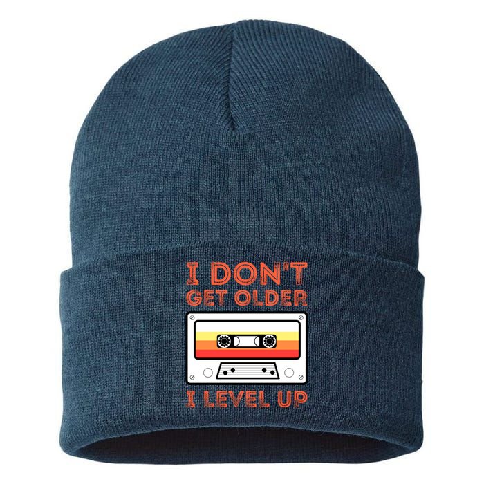 I Don't Get Older I Level Up Funny Sustainable Knit Beanie