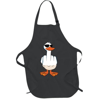 I Dont Give A Duck Funny Middle Finger Offensive Rude Duck Full-Length Apron With Pockets