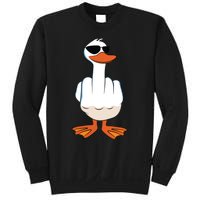 I Dont Give A Duck Funny Middle Finger Offensive Rude Duck Sweatshirt