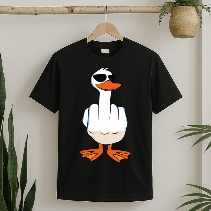 I Dont Give A Duck Funny Middle Finger Offensive Rude Duck T-Shirt