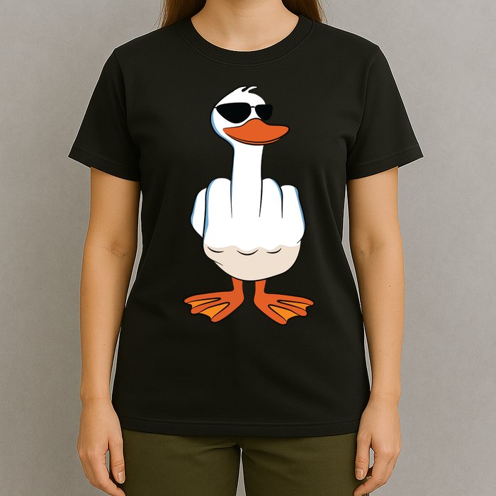 I Dont Give A Duck Funny Middle Finger Offensive Rude Duck T-Shirt