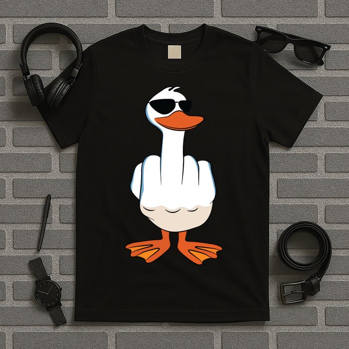 I Dont Give A Duck Funny Middle Finger Offensive Rude Duck T-Shirt