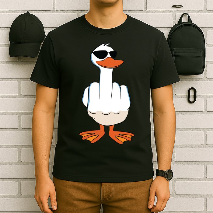 I Dont Give A Duck Funny Middle Finger Offensive Rude Duck T-Shirt