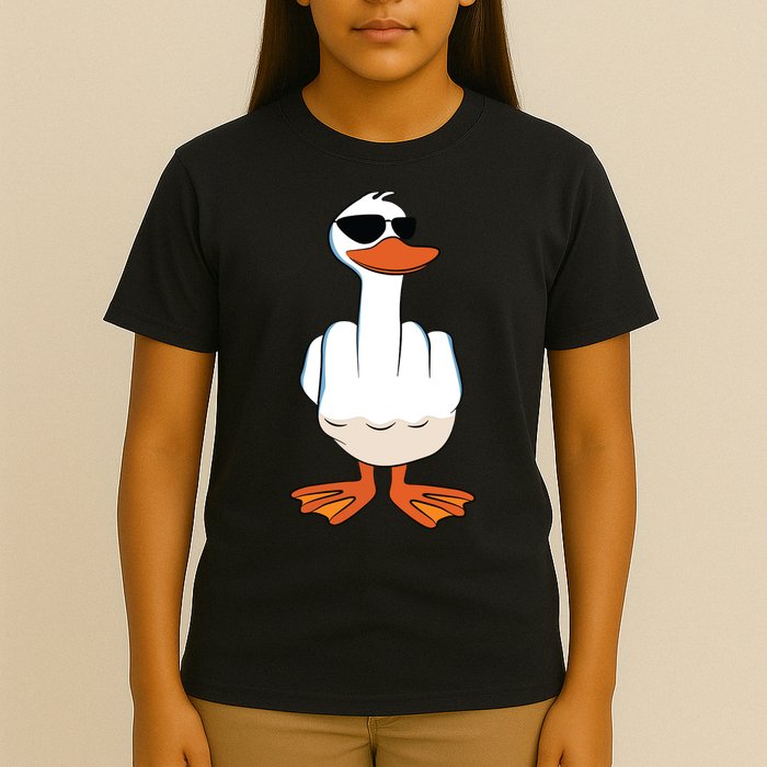 I Dont Give A Duck Funny Middle Finger Offensive Rude Duck T-Shirt