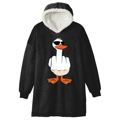 I Dont Give A Duck Funny Middle Finger Offensive Rude Duck Hooded Wearable Blanket