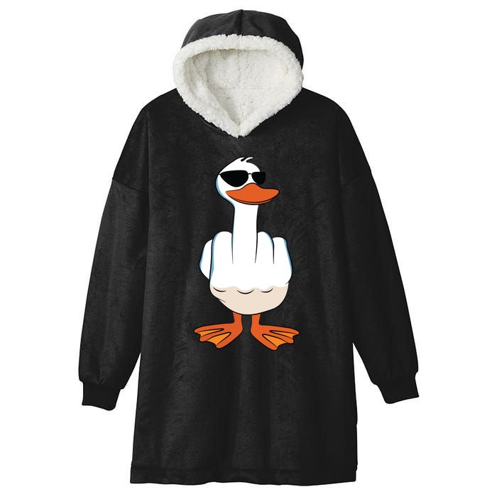 I Dont Give A Duck Funny Middle Finger Offensive Rude Duck Hooded Wearable Blanket