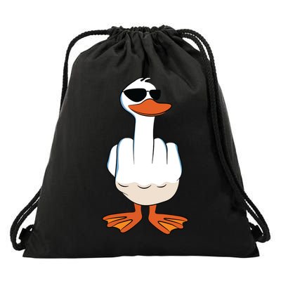 I Dont Give A Duck Funny Middle Finger Offensive Rude Duck Drawstring Bag