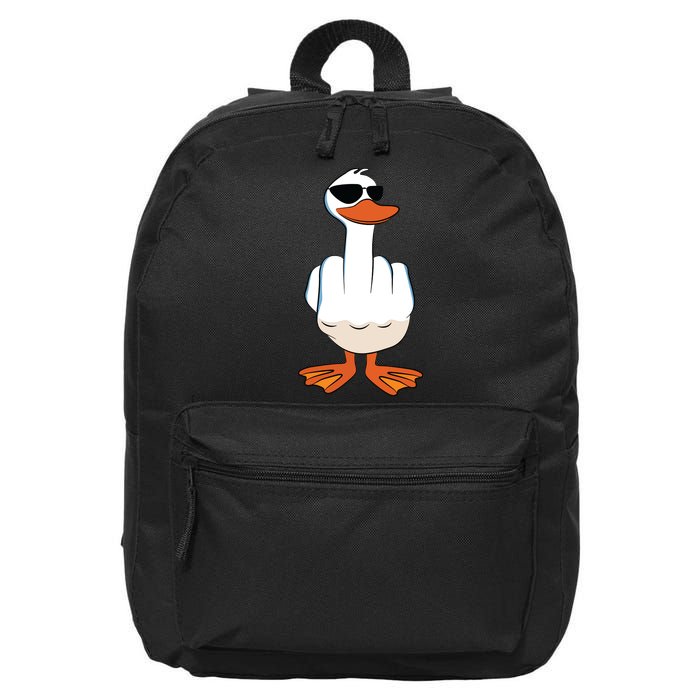 I Dont Give A Duck Funny Middle Finger Offensive Rude Duck 16 in Basic Backpack
