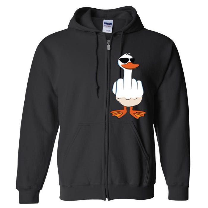 I Dont Give A Duck Funny Middle Finger Offensive Rude Duck Full Zip Hoodie