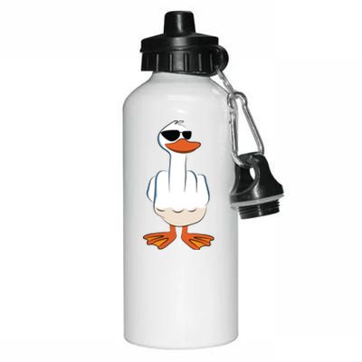 I Dont Give A Duck Funny Middle Finger Offensive Rude Duck Aluminum Water Bottle