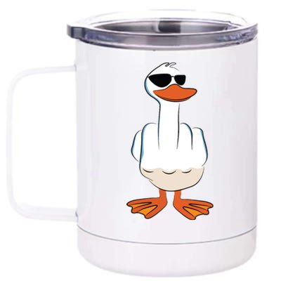 I Dont Give A Duck Funny Middle Finger Offensive Rude Duck 12 oz Stainless Steel Tumbler Cup