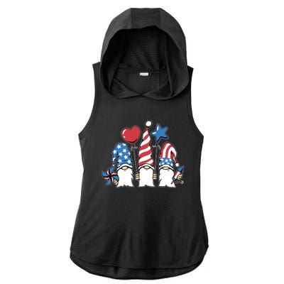 Independence Day Gnome Ladies PosiCharge Tri-Blend Wicking Draft Hoodie Tank