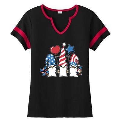 Independence Day Gnome Ladies Halftime Notch Neck Tee