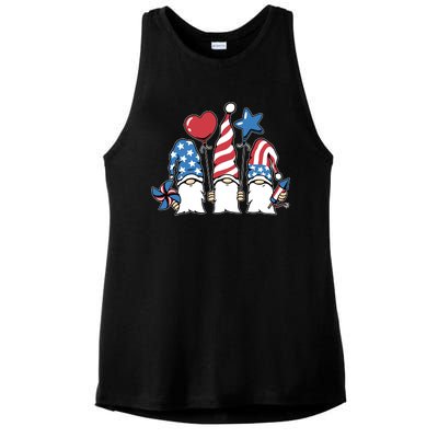 Independence Day Gnome Ladies PosiCharge Tri-Blend Wicking Tank