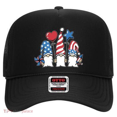 Independence Day Gnome High Crown Mesh Back Trucker Hat