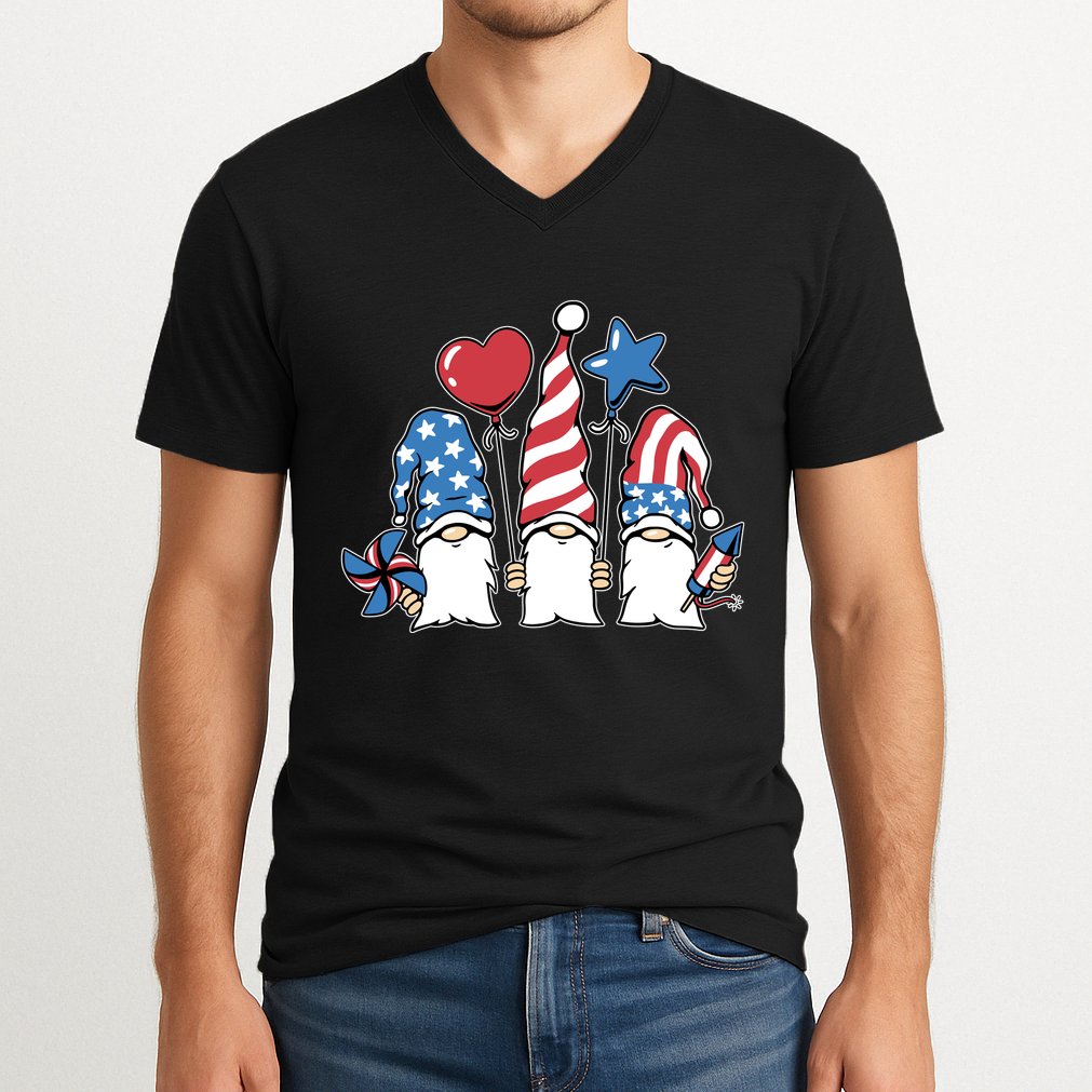 Independence Day Gnome V-Neck T-Shirt