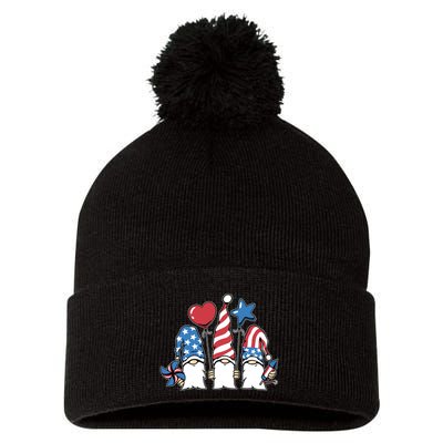 Independence Day Gnome Pom Pom 12in Knit Beanie