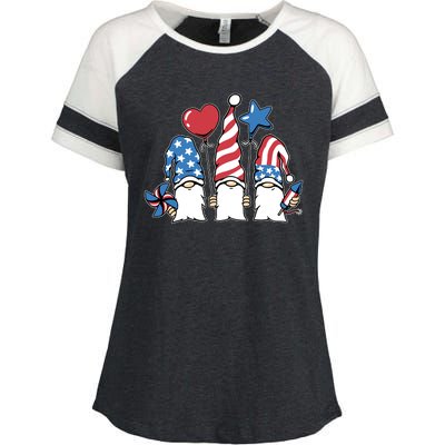 Independence Day Gnome Enza Ladies Jersey Colorblock Tee