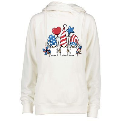 Independence Day Gnome Womens Funnel Neck Pullover Hood