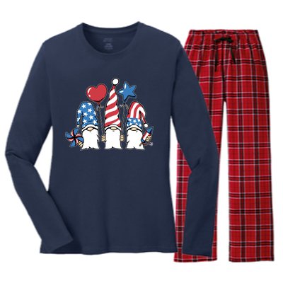 Independence Day Gnome Women's Long Sleeve Flannel Pajama Set 