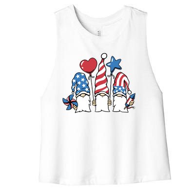 Independence Day Gnome Women's Racerback Cropped Tank