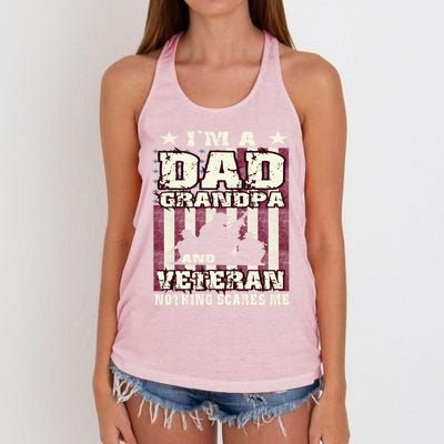 Im Dad Grandpa And Veteran Flag Soldiers Vintage Gift Meaningful Gift Women's Knotted Racerback Tank