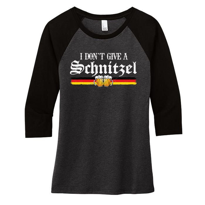 I Dont Give A Schnitzel Funny Oktoberfest German Women's Tri-Blend 3/4-Sleeve Raglan Shirt