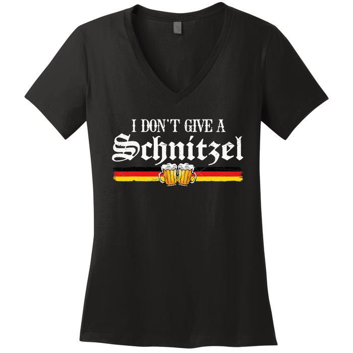 I Dont Give A Schnitzel Funny Oktoberfest German Women's V-Neck T-Shirt