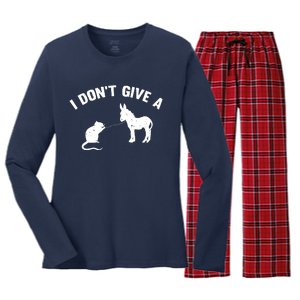 I Dont Give A Rats Ass Distressed Women's Long Sleeve Flannel Pajama Set 