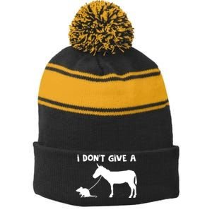 I Dont Give A Rats Ass Mouse Walking Donkey Stripe Pom Pom Beanie