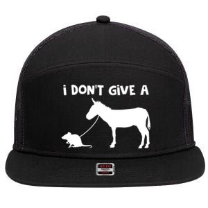 I Dont Give A Rats Ass Mouse Walking Donkey 7 Panel Mesh Trucker Snapback Hat