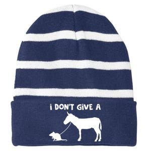 I Dont Give A Rats Ass Mouse Walking Donkey Striped Beanie with Solid Band