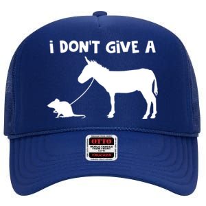 I Dont Give A Rats Ass Mouse Walking Donkey High Crown Mesh Back Trucker Hat