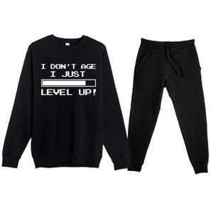 I Dont Get Old I Level Up Funny Retro Gamer Cute Gift Adult Great Gift Premium Crewneck Sweatsuit Set