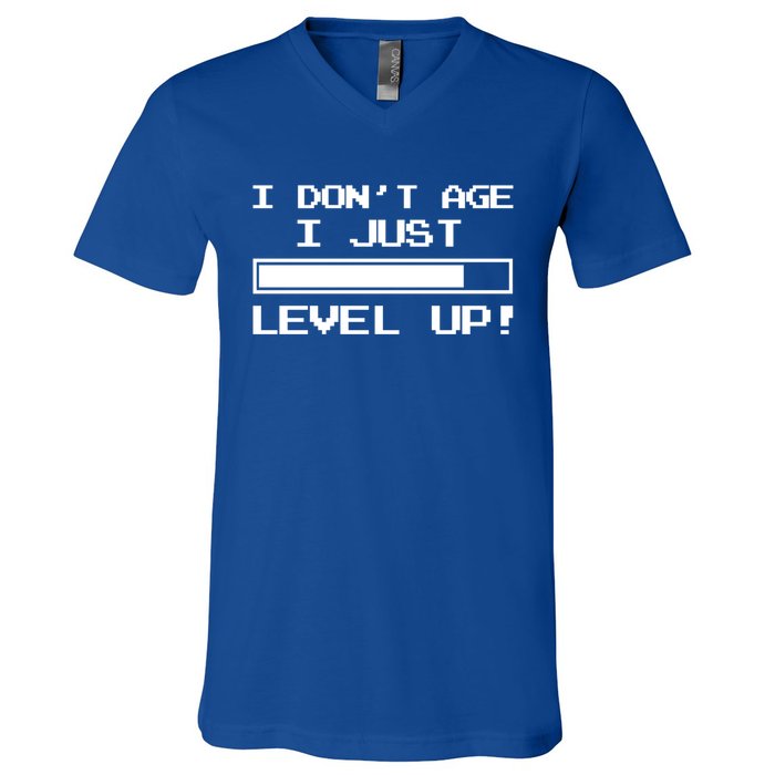 I Dont Get Old I Level Up Funny Retro Gamer Cute Gift Adult Great Gift V-Neck T-Shirt