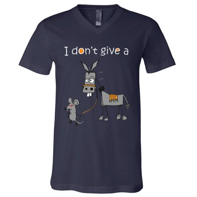 I Dont Give A Rats Ass Mouse Walking Donkey V-Neck T-Shirt