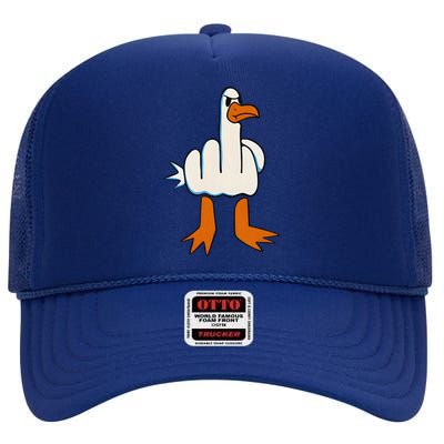 I DonT Give A Duck Middle Finger Funny Offensive Rude Duck Gift High Crown Mesh Back Trucker Hat