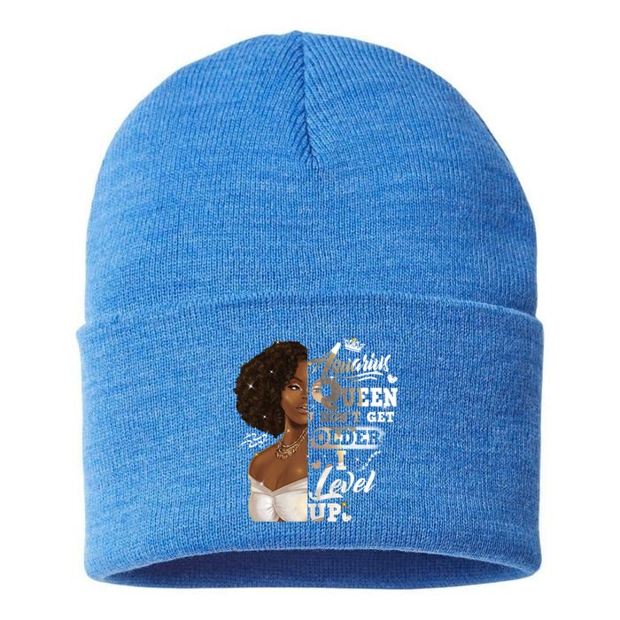 I Dont Get Older I Level Up African American Aquarius Gift Sustainable Knit Beanie