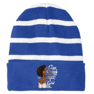 I Dont Get Older I Level Up African American Aquarius Gift Striped Beanie with Solid Band