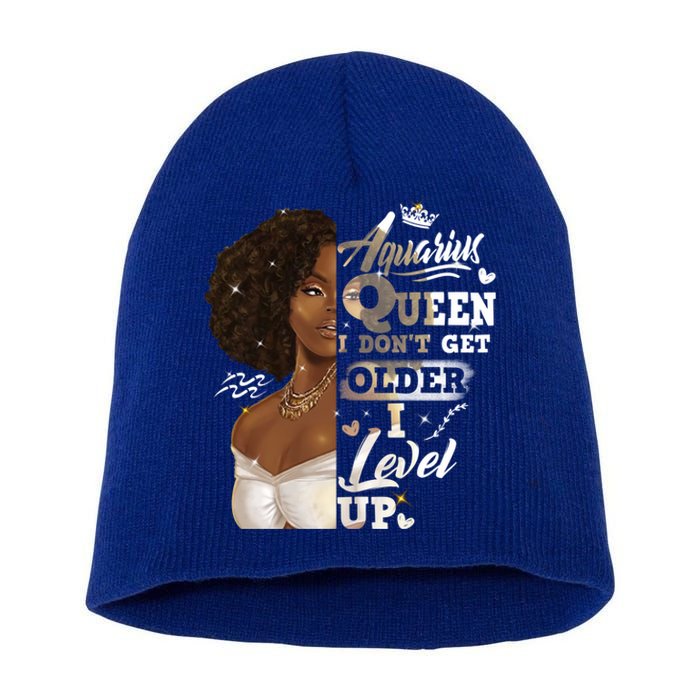 I Dont Get Older I Level Up African American Aquarius Gift Short Acrylic Beanie