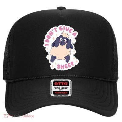 I Don't Give A Sheep Funny High Crown Mesh Back Trucker Hat