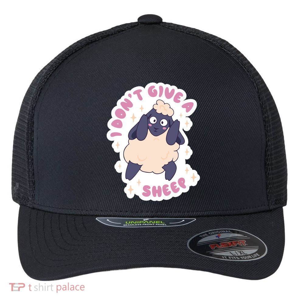 I Don't Give A Sheep Funny Flexfit Unipanel Trucker Cap