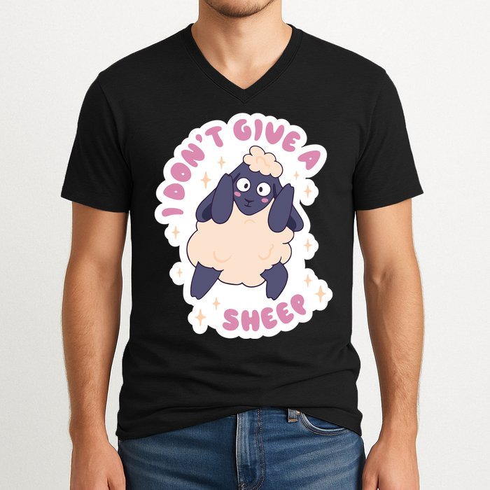 I Don't Give A Sheep Funny V-Neck T-Shirt