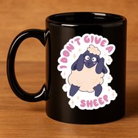 I Don't Give A Sheep Funny 11oz C Handle Ceramic Mug
