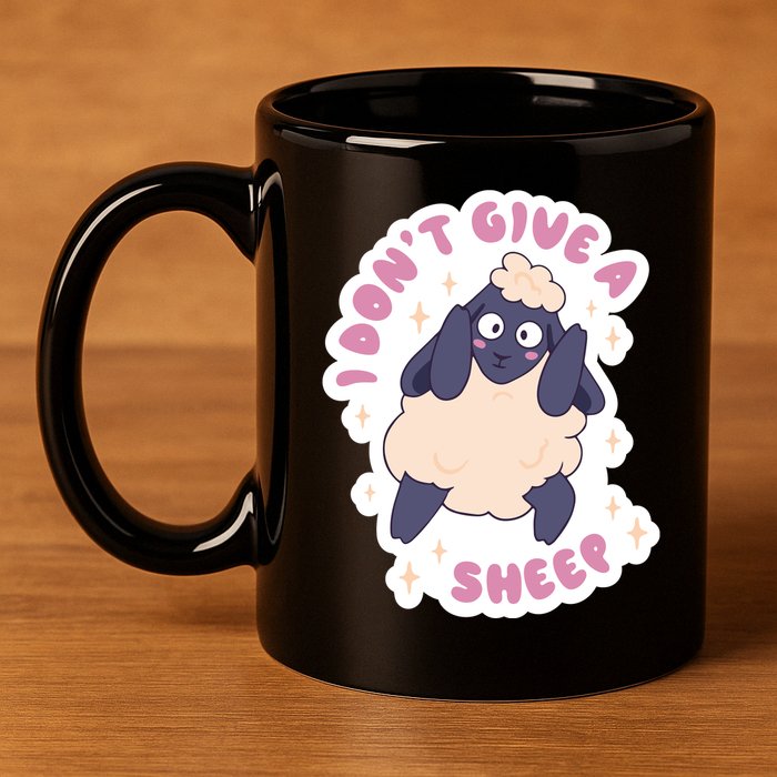 I Don't Give A Sheep Funny 11oz C Handle Ceramic Mug