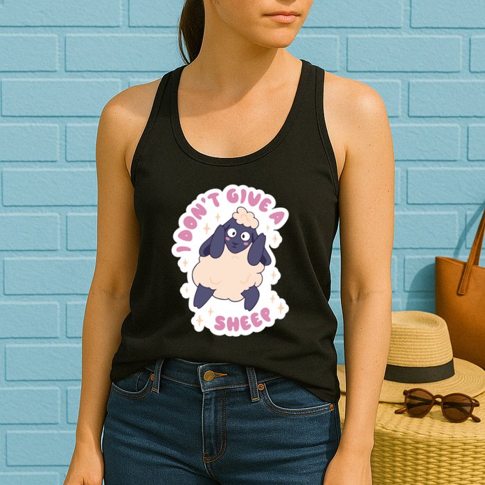 I Don't Give A Sheep Funny Womens Tank Top
