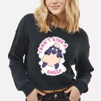 I Don't Give A Sheep Funny Cropped Pullover Crew
