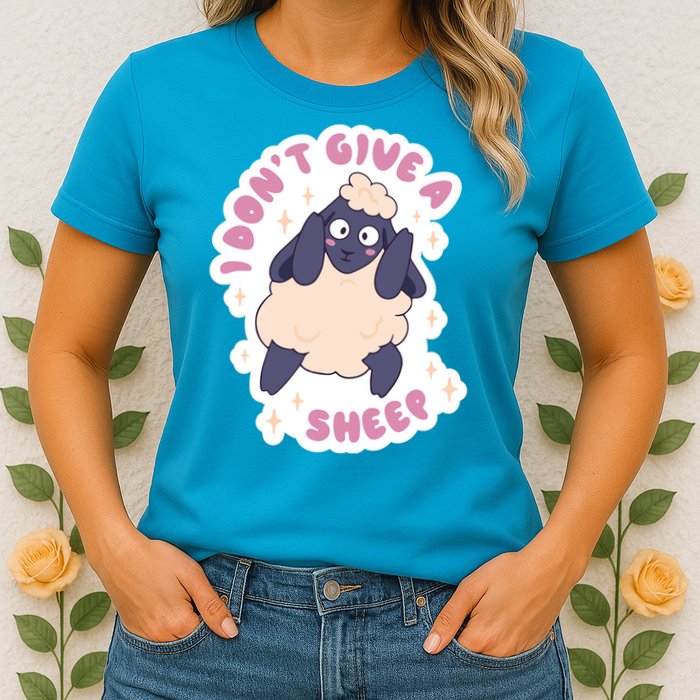 I Don't Give A Sheep Funny Womens T-Shirt